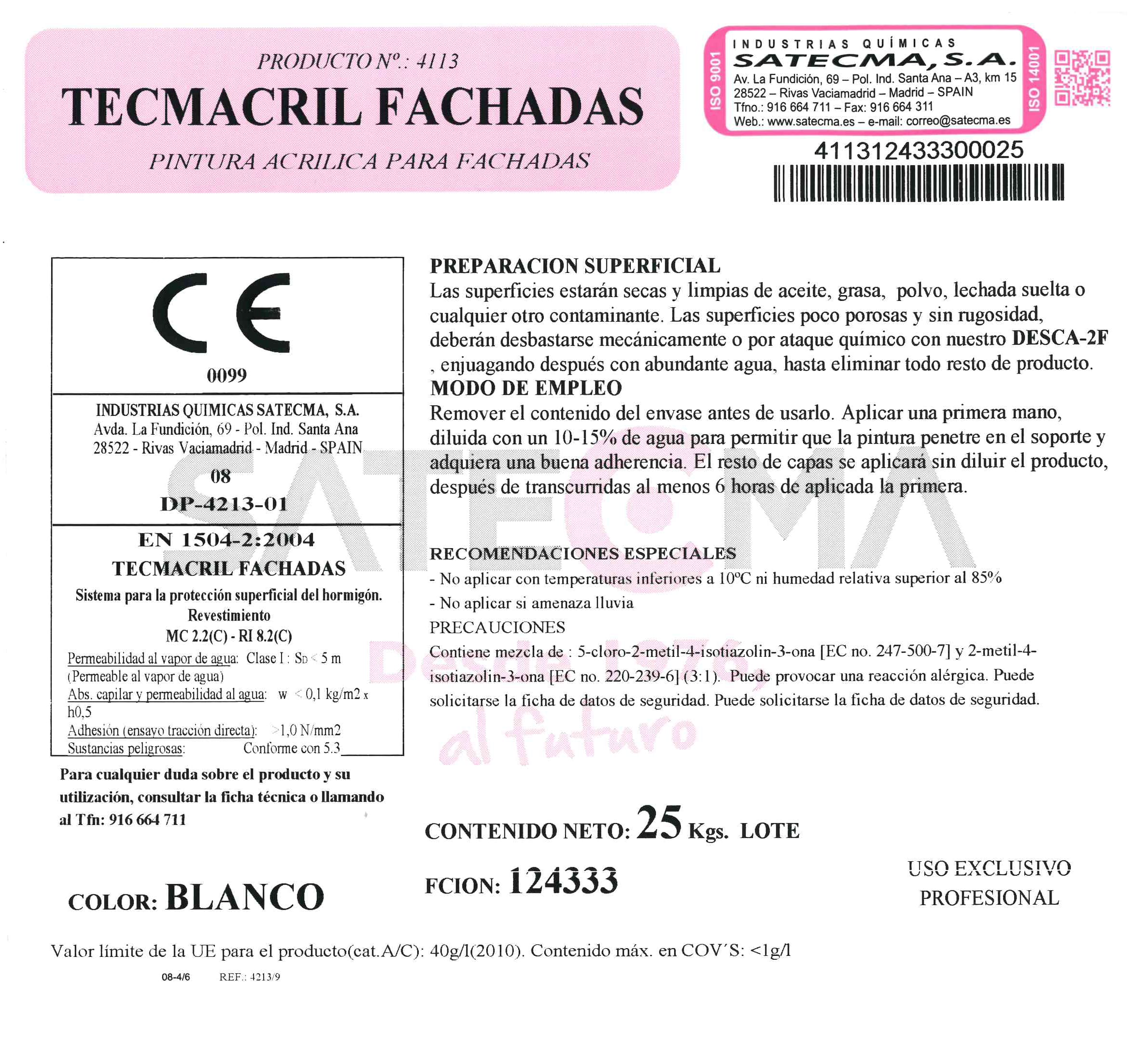 Etiqueta tecmacril fachadas