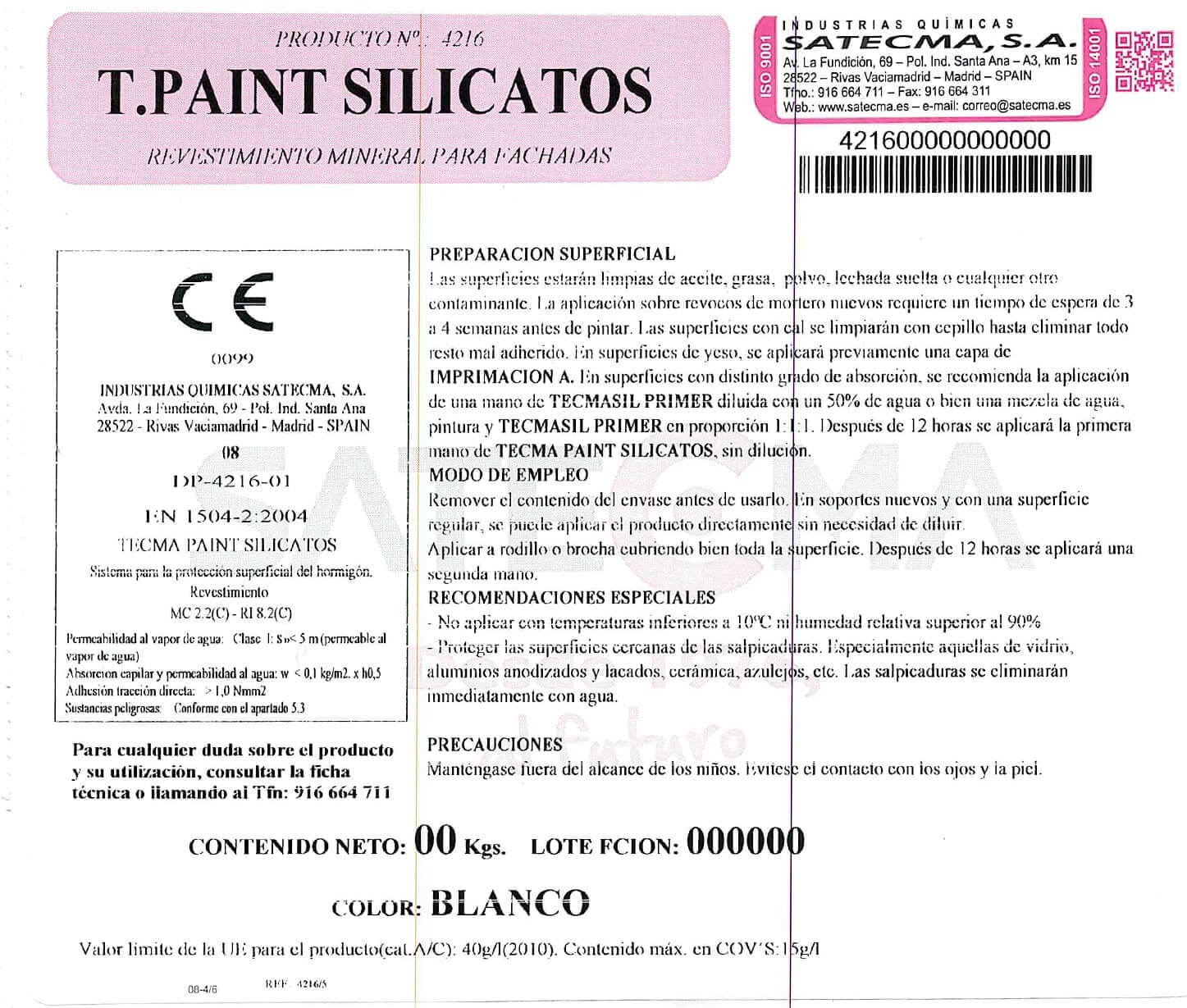 etiqueta paint silicato