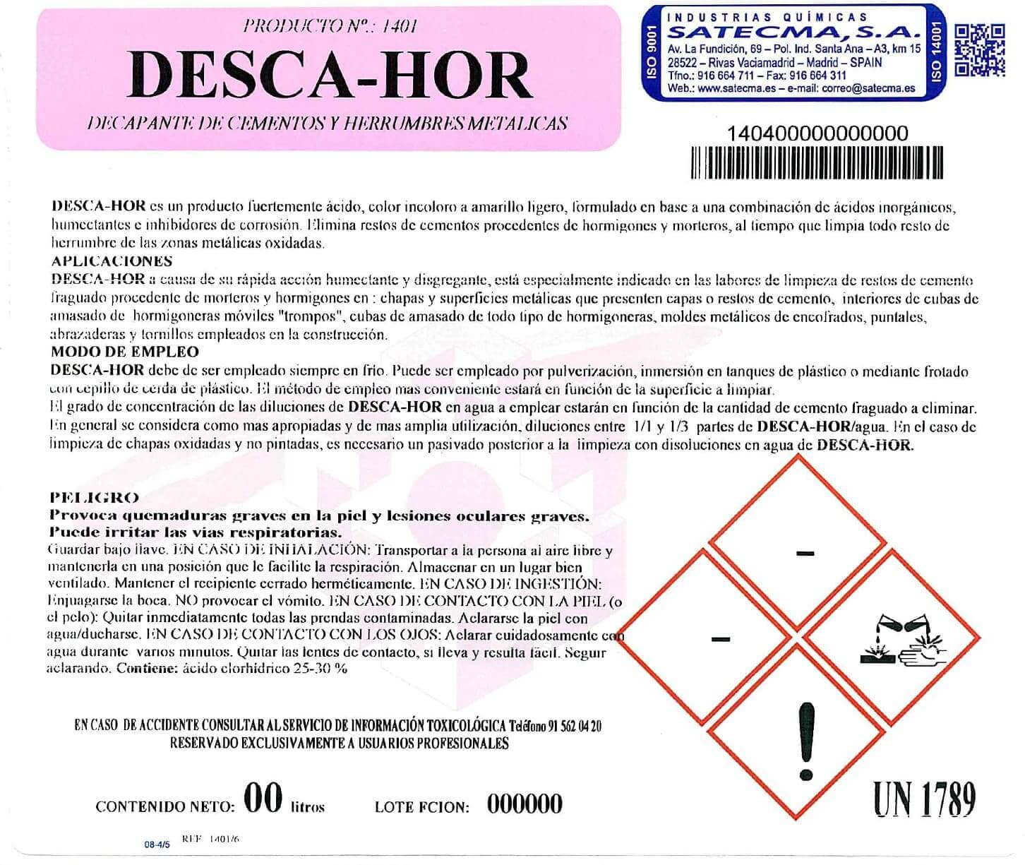 decapante cementos etiqueta