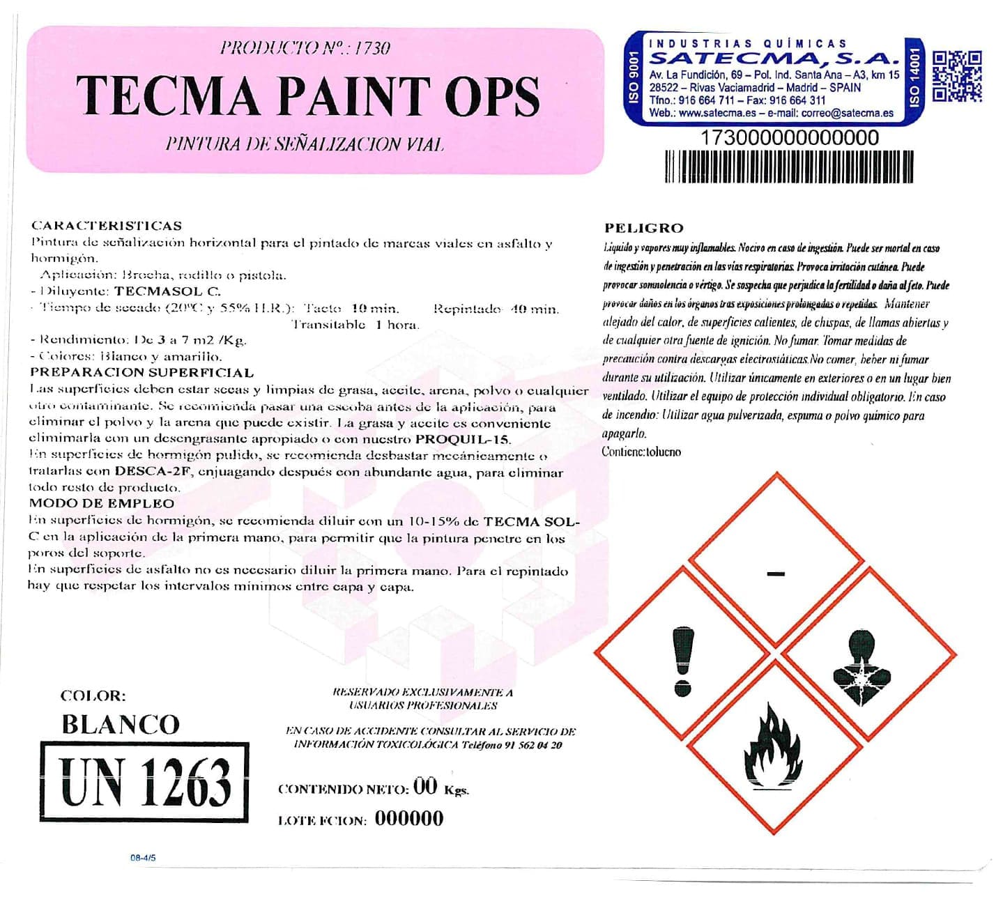 pintura señalización vial etiqueta