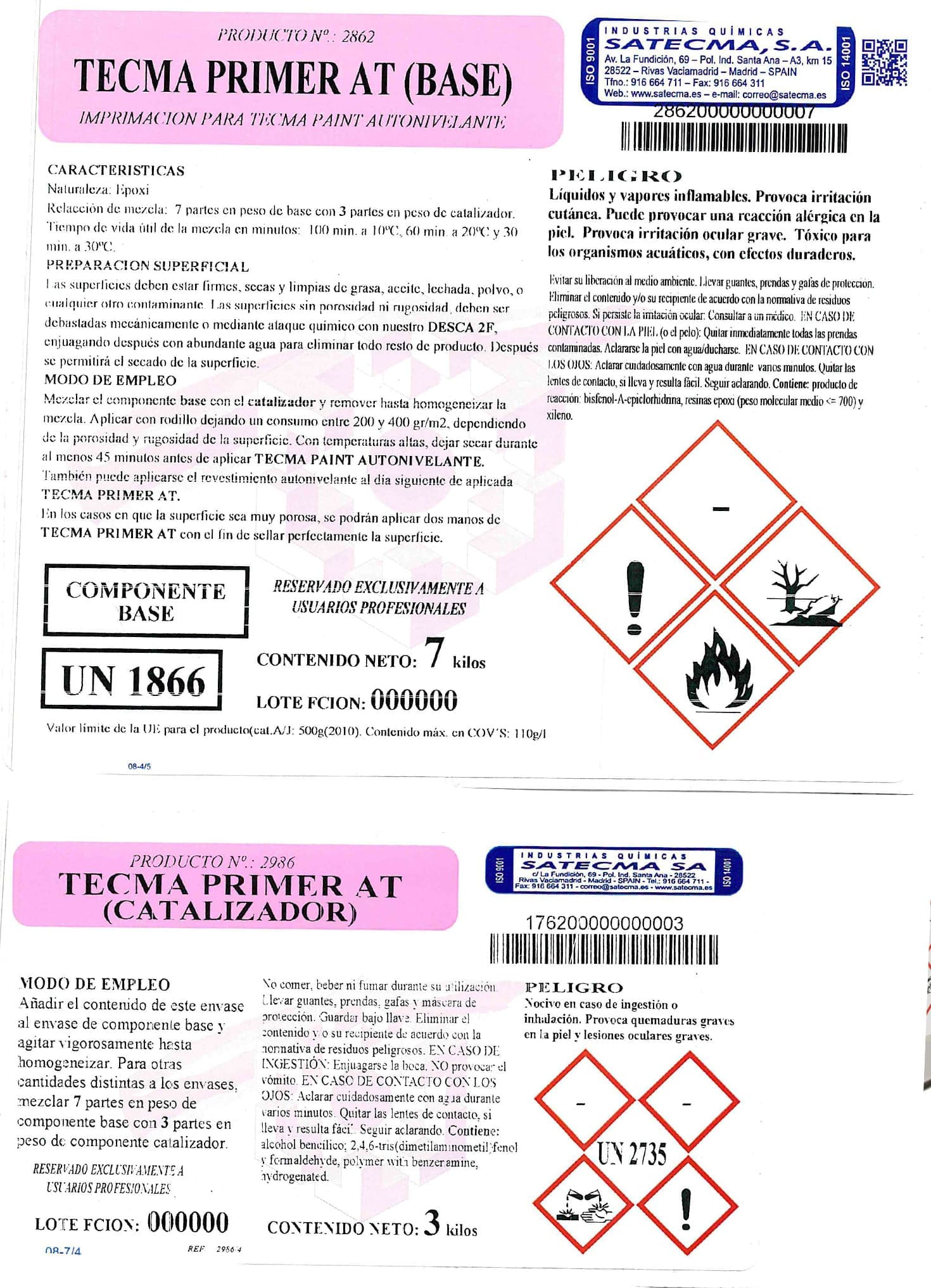 imprimacion para tecma paint autonivelante etiqueta